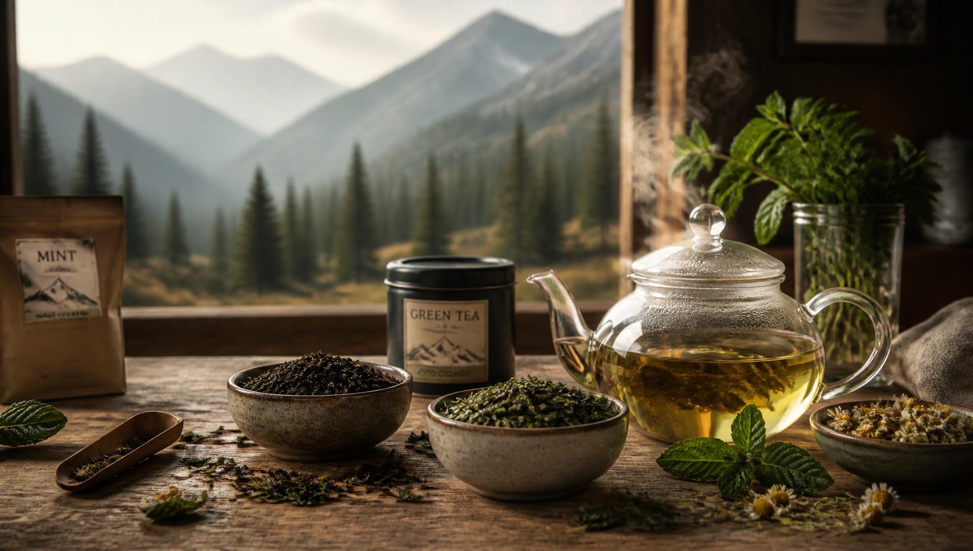 Tea table with mountain view